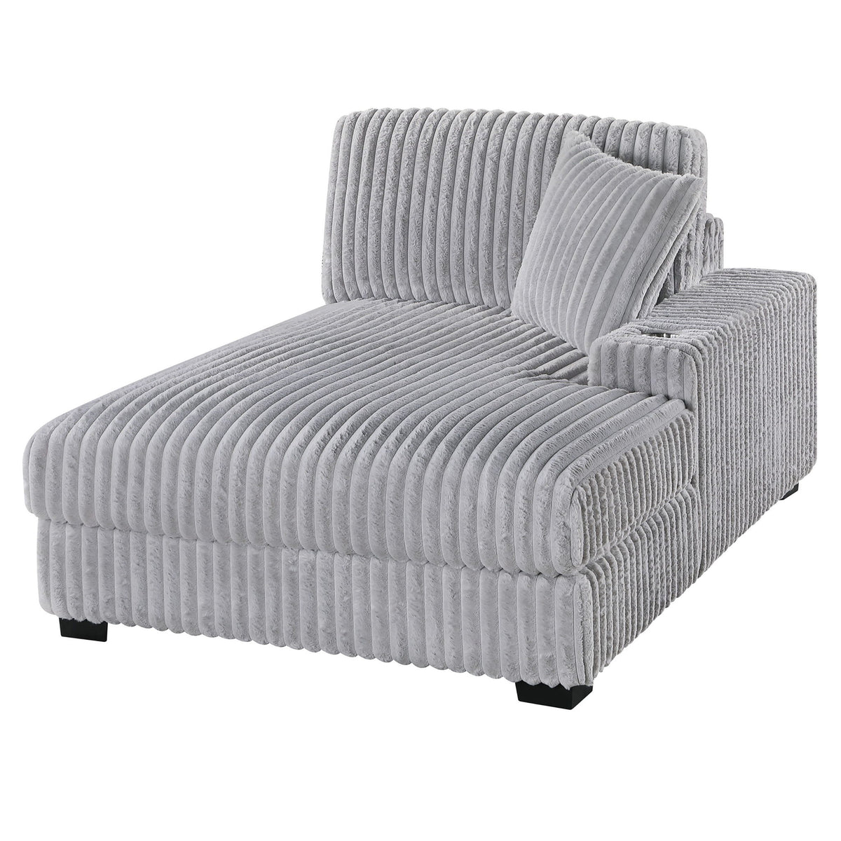 RAF Chaise With Cup Holder Modular Living Room Furniture Pillow - Gray / Mink