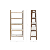 Mid - Century Design 5 Shelf Bookcase - Off White / Pecan