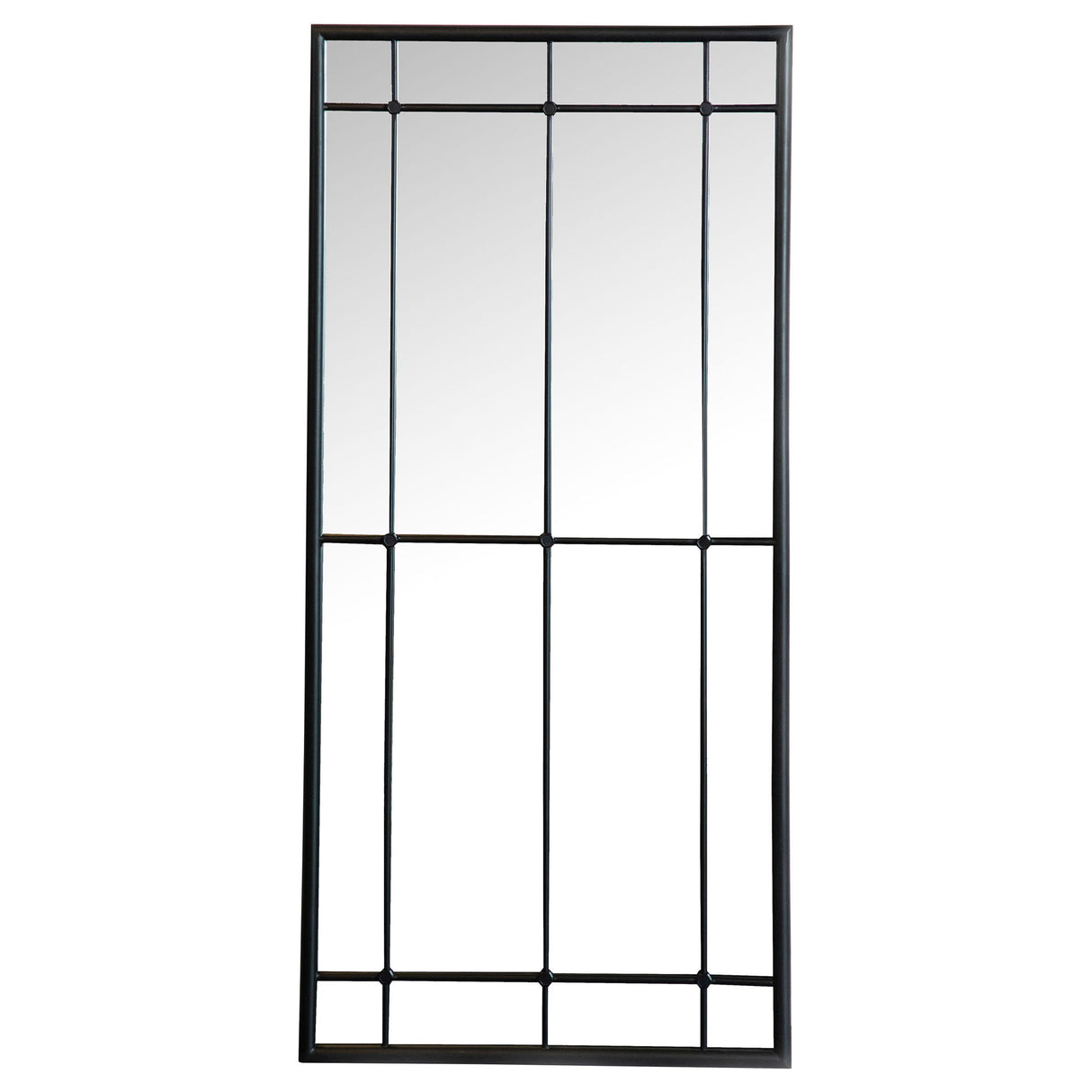Harvik - Window Pane Wall Mirror With Linear Trim - Black