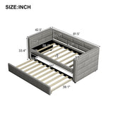 Upholstered Twin Size Daybed With Trundle, Padded Back And Sides - Gray