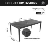Outdoor Modern Patio Dining Table, Post Tapered Legs, Weatherproof & Rust Free