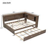 Daybed With Storage Shelves, LED, USB, And Trundle