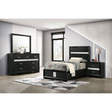 Modern Bedroom Set With Upholstered Headboard And Textured Storage