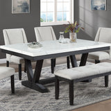 Dining Table With V - Legs Rectangular Furniture - Antique Black