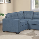 Reversible Chaise U - Sectional Couch, Upholstered Living Room 3 Piece Set - Blue