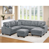 5 Piece Sectional Set With USB Port And Ottoman