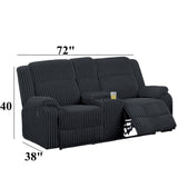 Motion Loveseat Recliner With Console Soft Seat Upholstered For Living Room - Black