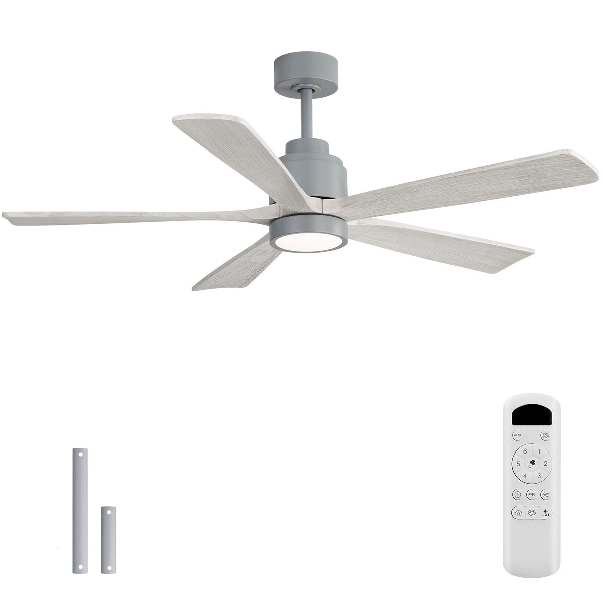 52" Ceiling Fan With Dimmable LED Light And 6 Speed Remote Control - Cement Gray