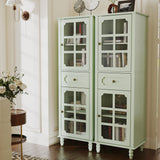 Storage Cabinet, Freestanding Curio Cabinet With Grid Doors & Drawer, Pantry Display Cabinet For Kitchen