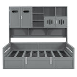 Daybed With All-In-One Cabinet And Shelf