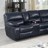 Power Motion Reclining Sectional Sofa With Console Cup Holders And USB Charging Port - Blue