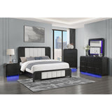 Beverly - Nightstand With Cooler And Speaker, LED Light, Rounded Sides - Black White