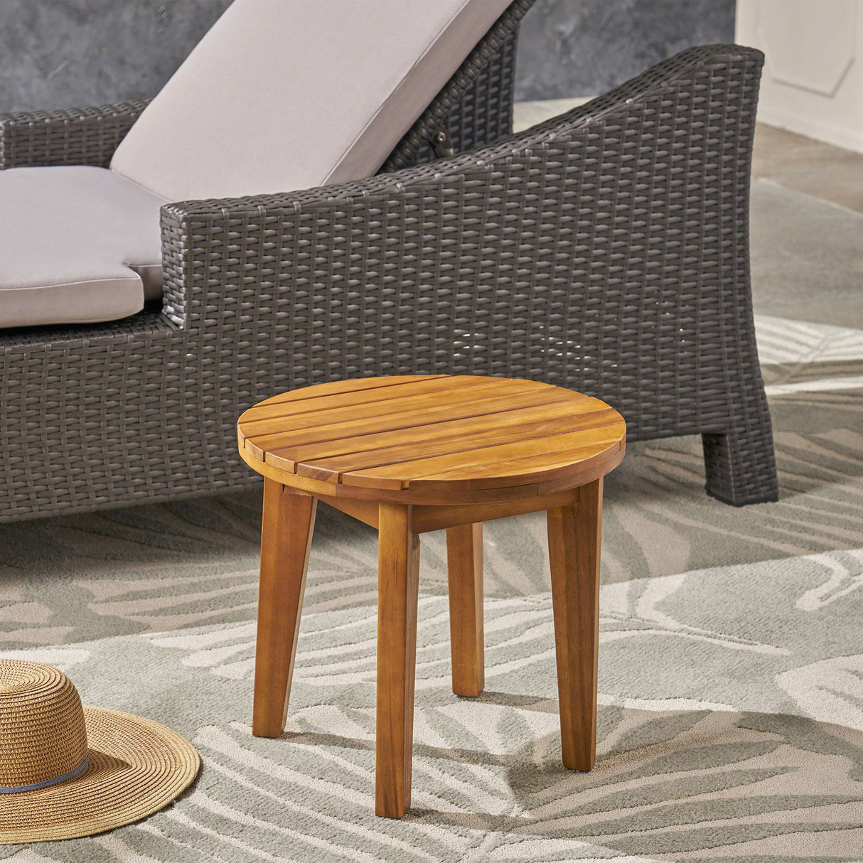 Outdoor Acacia Wood Side Table With Weather Resistance