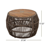 Round Side Table With Rope Frame