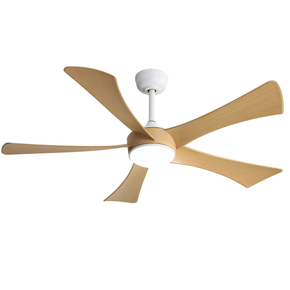 52" Ceiling Fan With 22W LED Light And Remote Control, 50 / 10 / 24 Downrod - White