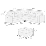 Sectional Set With Corner Wedge Ottoman USB Port