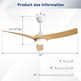 52" Ceiling Fan With 18W LED Light And Remote Control