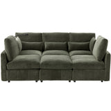 Modern Modular U-Shaped Sofa Bed With Movable Ottoman, USB Ports, Phone Holder