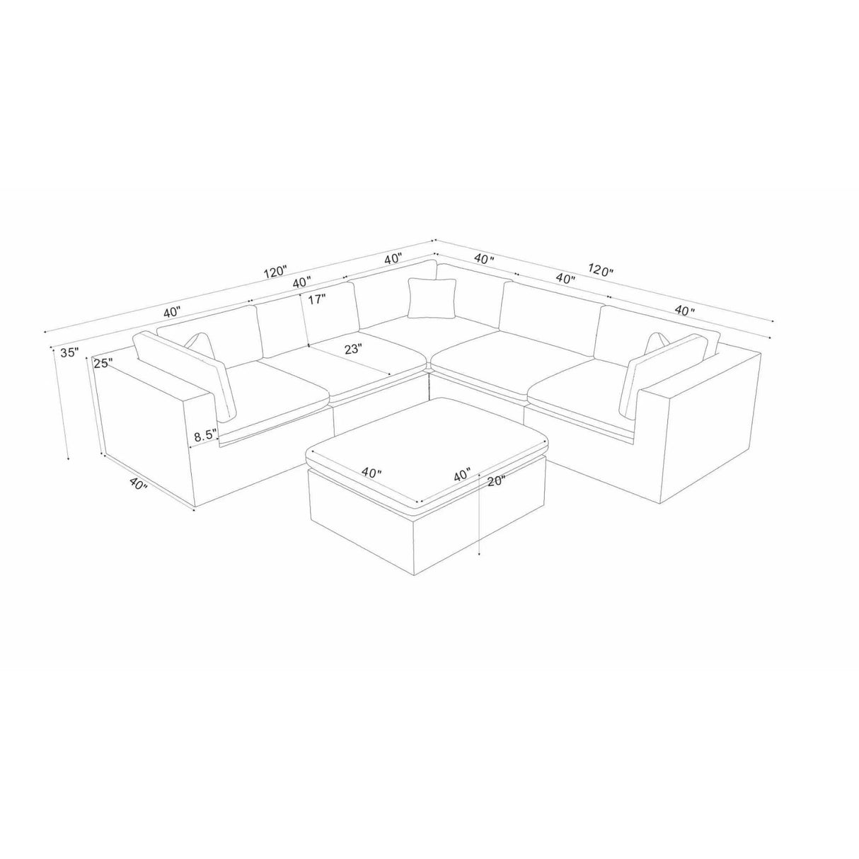Custom Configuration Modular Sectional With Toss Pillows
