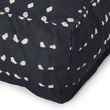 Dalm - Fabric Square Pouf Ottoman With Polystyrene Beads Filling - Dark Blue / White