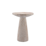Fluted Pedestal Round Coffee Table - Beige / Yellow