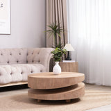 Modern Round Wood Coffee Table, Accent Table For Living Room - Antique Natural / Natural / Rustic
