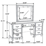 Charlotte - 7 Drawer Vanity Desk With LED Mirror - White