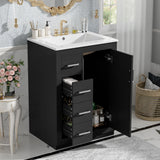 Bathroom Vanity With Integrated Sink, Rectangular Cabinet With 1 Door And 3 Drawers