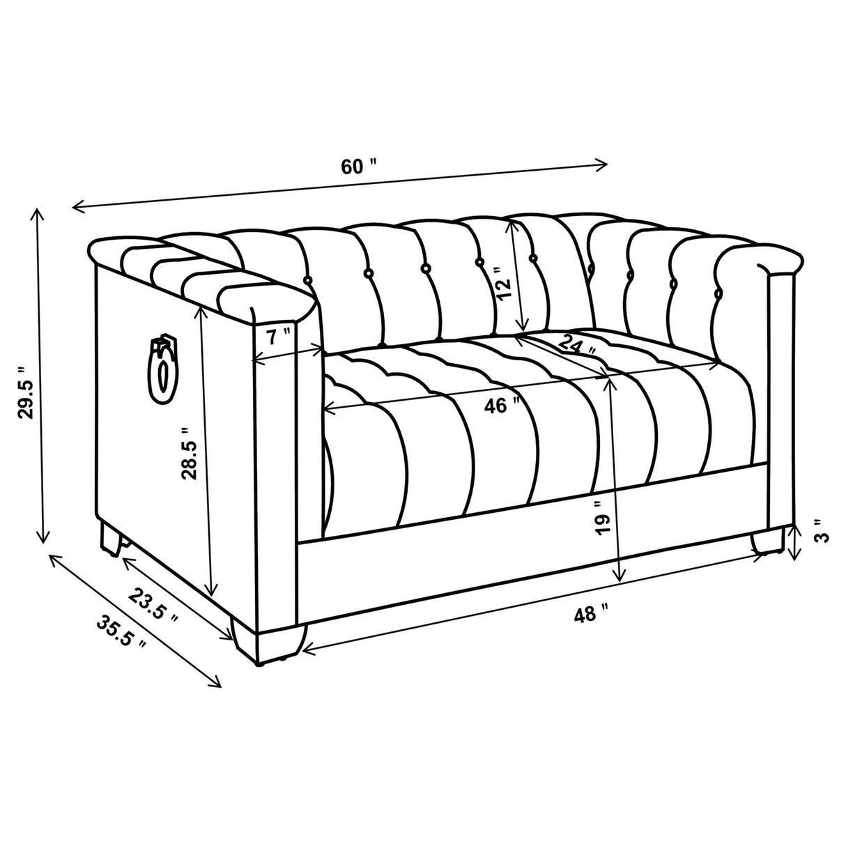 Earline - Upholstered Track Arm Loveseat - White
