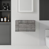 Floating Bathroom Vanity Cabinet, Soft Close Double Drawers, Open Side Storage, Wall Mounted, Cabinet Only