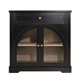 Sideboard Cabinet With 1 Drawer And 2 Arched Doors With Adjustable Shelves For Entryway - Black