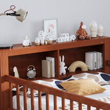 Bed With Headboard Storage Rack, 2 Under Bed Drawers, 3 Side Guardrails For Safety