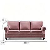 3 Seater Sofa With Nailhead Trim And Turned Legs For Living Room