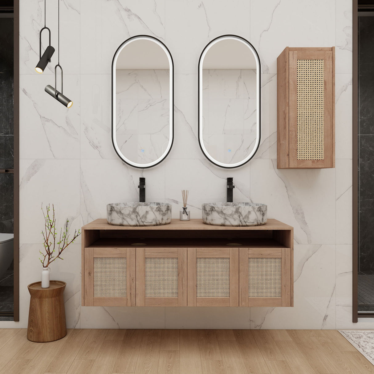 Bathroom Vanity & Art Sink And Side Cabinet, Float Mounting Design