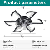 Flower Ceiling Fan With LED Dimmable Light, Flush Mount Ceiling Fan With Remote Control, Low Profile Design, 6 Speeds, Timing Function