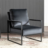 Classic Mid Century Modern Accent Chair With Durable Square Metal Frame, Armchair