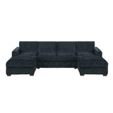 U - Sectional Sofa Upholstered LAF / RAF Chaise With Armless Loveseat And Chairs - Black