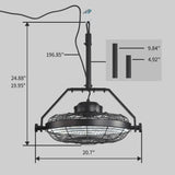 21" Outdoor Ceiling Fan With Dimmable LED Light, 7 Blades, Reversible DC Motor For Gazebos - Matte Black