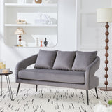 Open Back Loveseat Settee With 3 Pillows