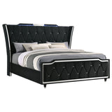 Mika - LED Upholstered Bed With Tufted Wingback Headboard And Ambient Lighting