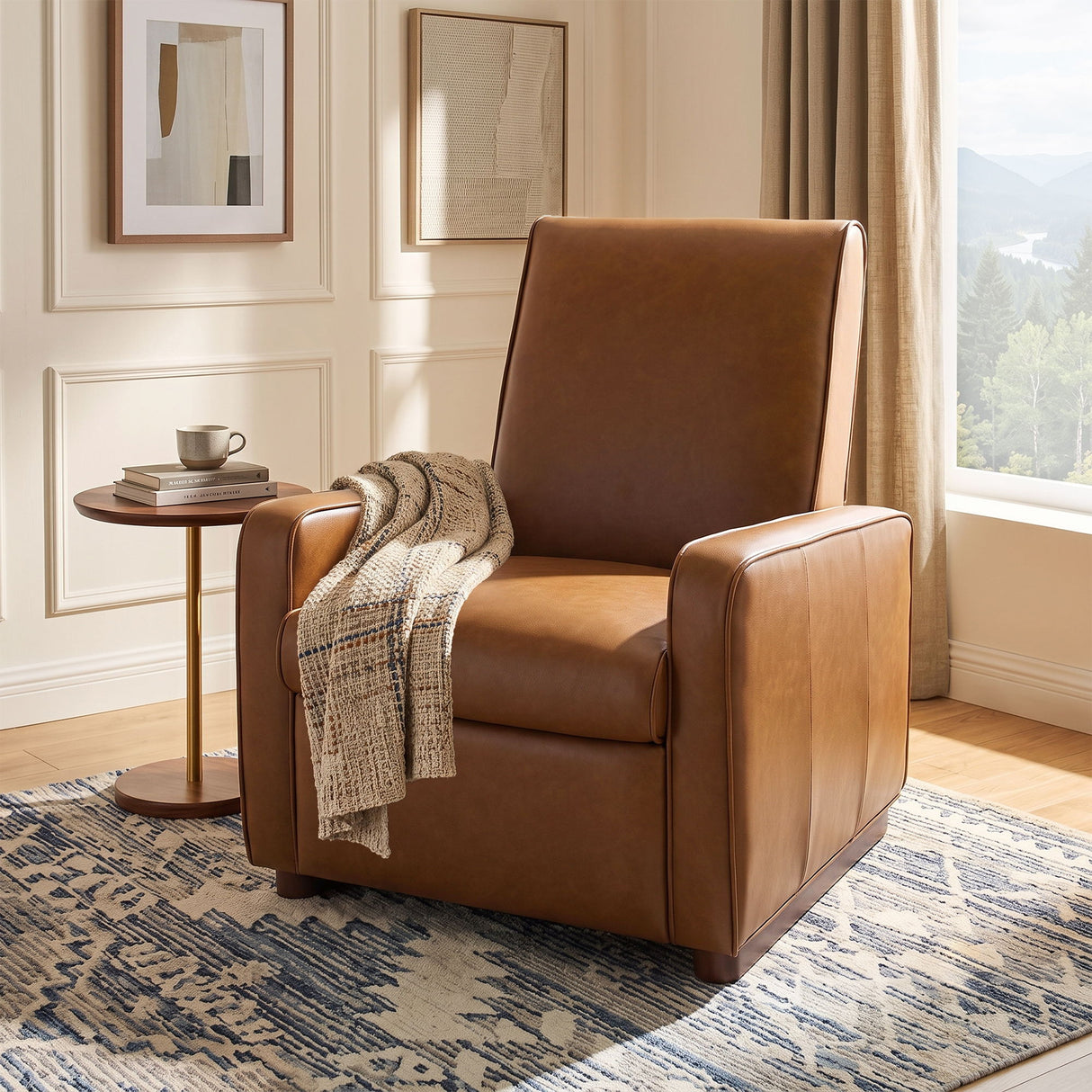 Manual Recliner Chair, 2 Position With 160° Adjustable Backrest For Living Room