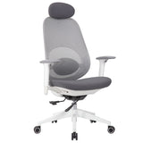 Office High Back Swivel Desk Chair With Height Adjustable Backrest, 3 Tilt Lock & Rotatable Headrest - Milk White