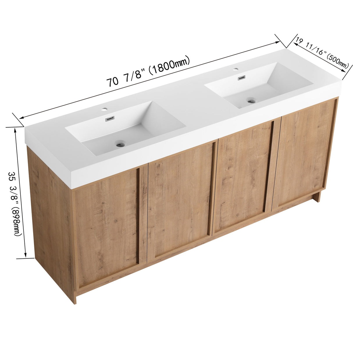 Freestanding Bathroom Vanity With Sink, Soft Close Doors