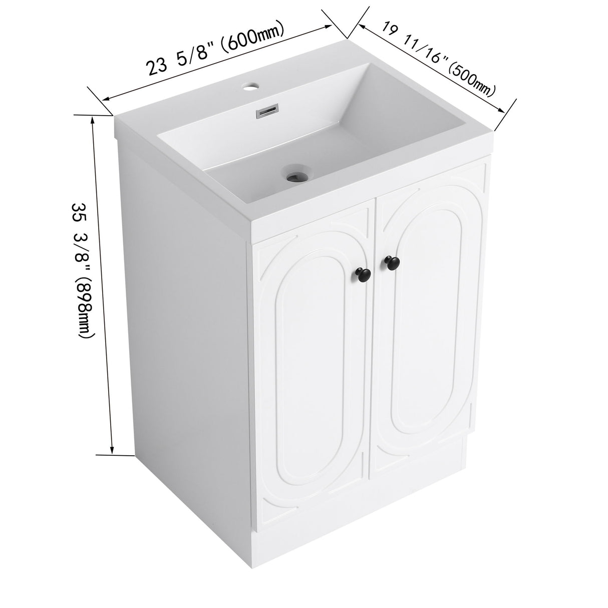 Contemporary Freestanding Bathroom Vanity With Resin Sink & Soft-Close Cabinet Doors