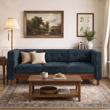 3 Seater Sofa With Square Arms, Tufted Pillow Back For Living Room