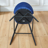 Bar Stool (Set of 2) Modern Counter Bar Height Chair With Back, Sturdy Metal Legs & Footrests, Island Stool For Kitchen Bar - Blue