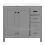 Bathroom Vanity With Sink Combo, 2 Soft Close Doors And 5 Drawers