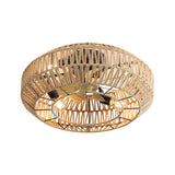 22" Caged Ceiling Fan With DC Motor, 6 Speeds Remote Control For Living Room - Rattan
