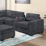 Sectional Set With Reversible Loveseat, USB Console, Corner Wedge & Ottoman