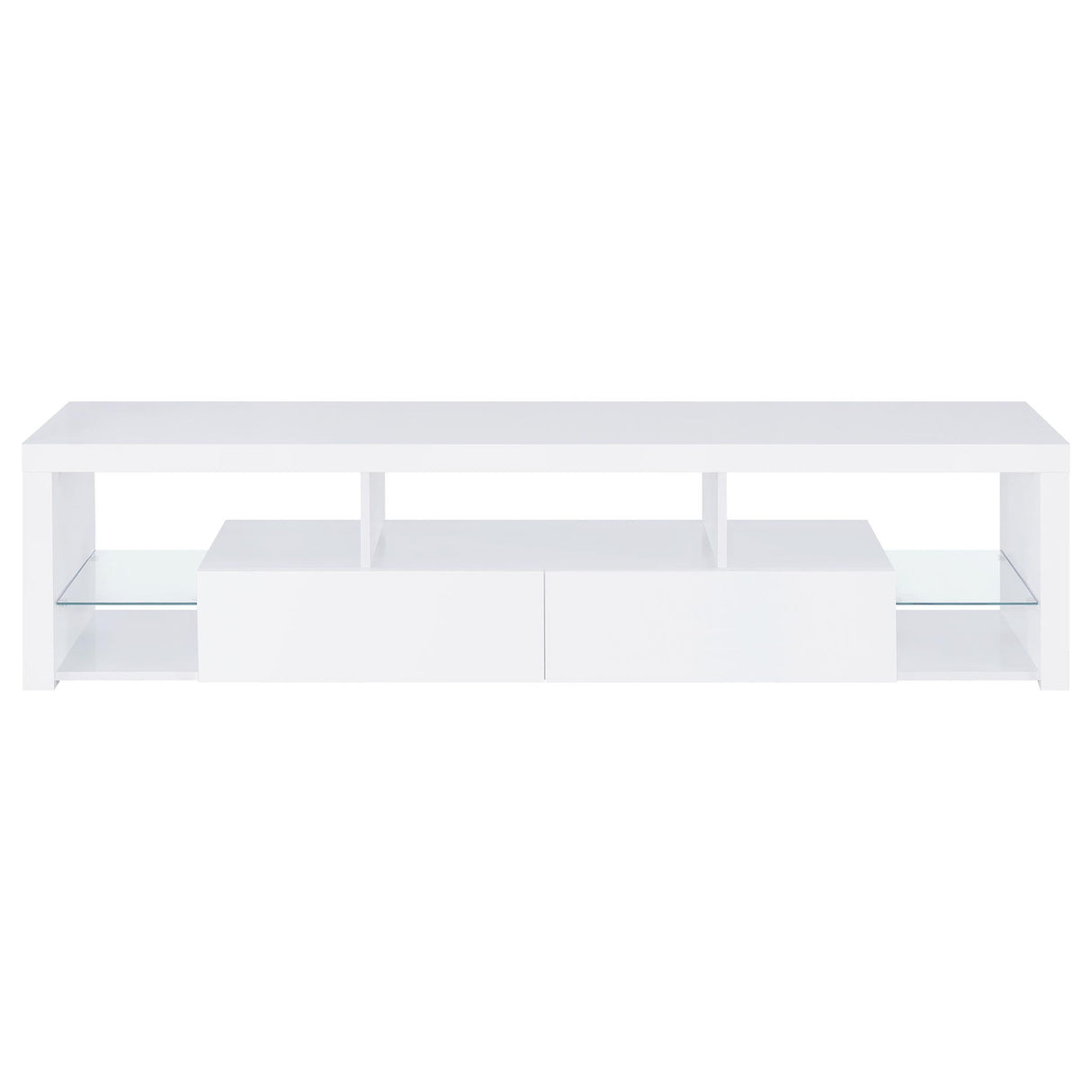 Lance - 2 Drawer TV Stand With Shelves - Gloss White